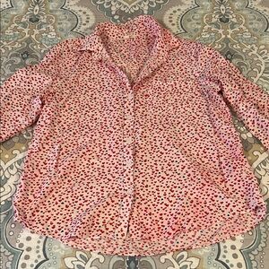 beachlunchlounge Pink and Red Heart Button-Down Shirt
